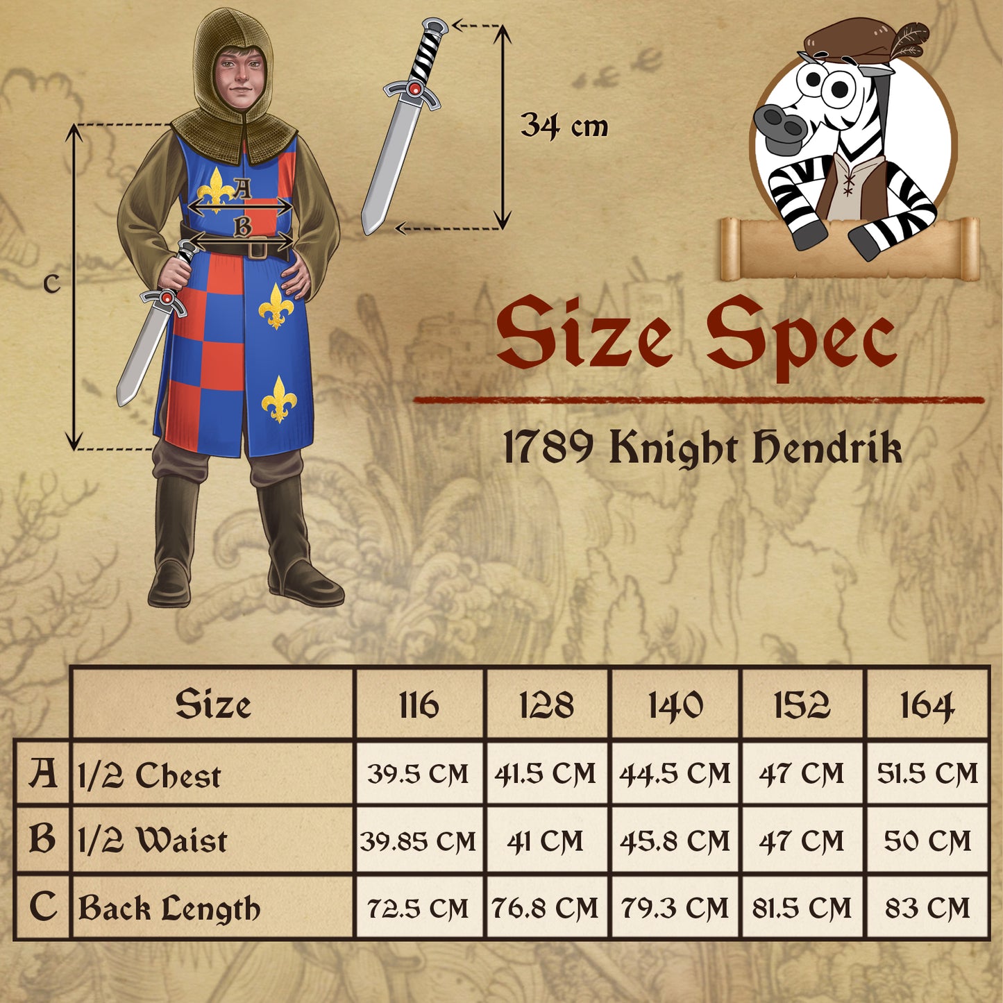 1789 Sire Hendrik Blue/Red - Medieval collection