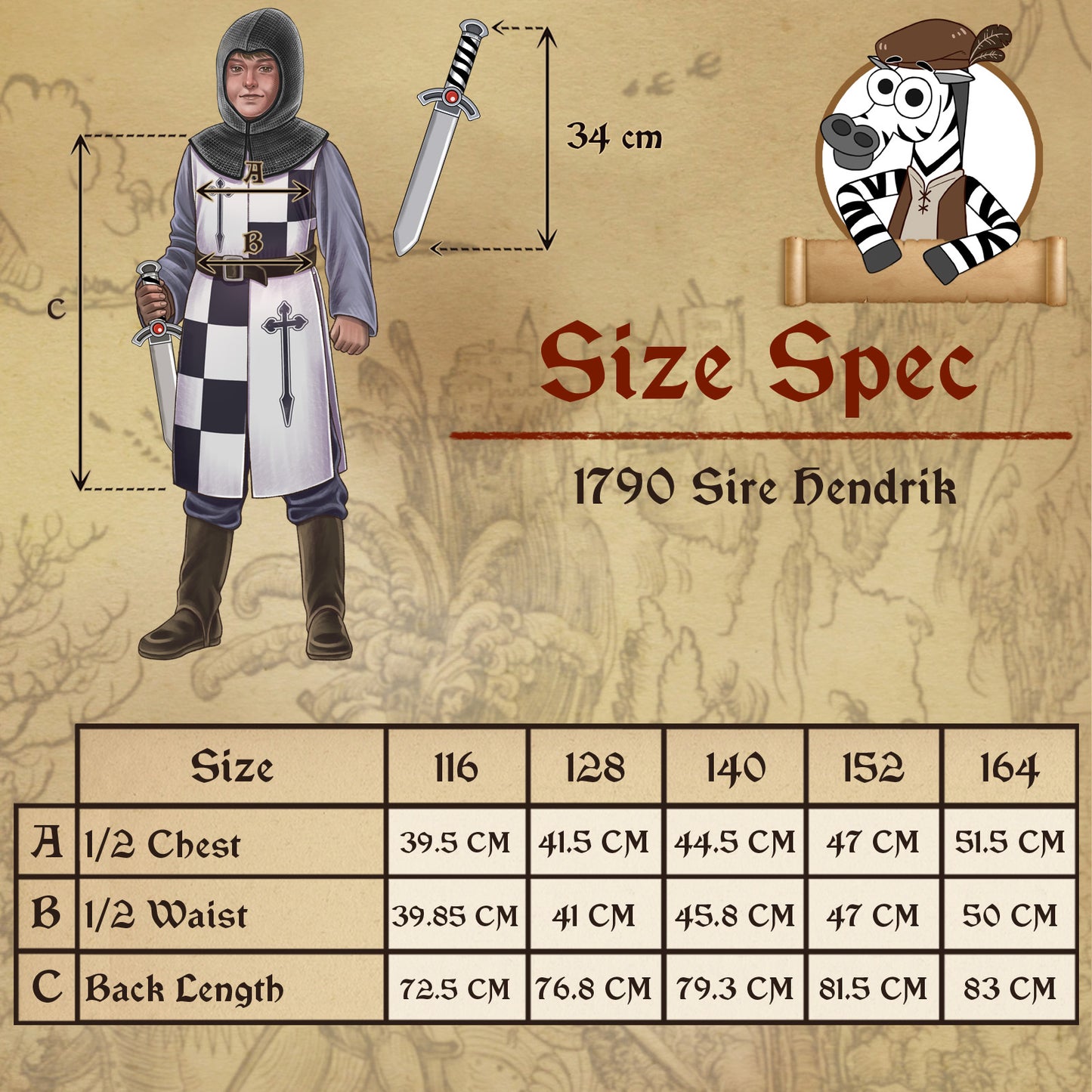 1790 Sire Hendrik White/Black - Medieval collection