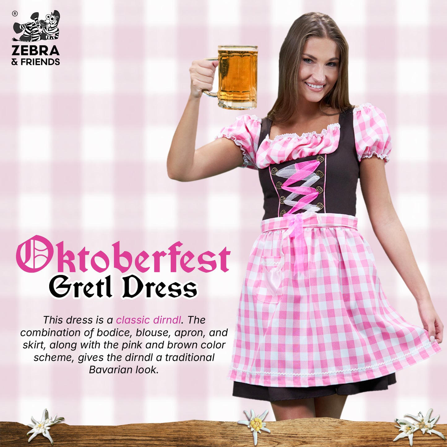GRETL DRESS PINK BROWN