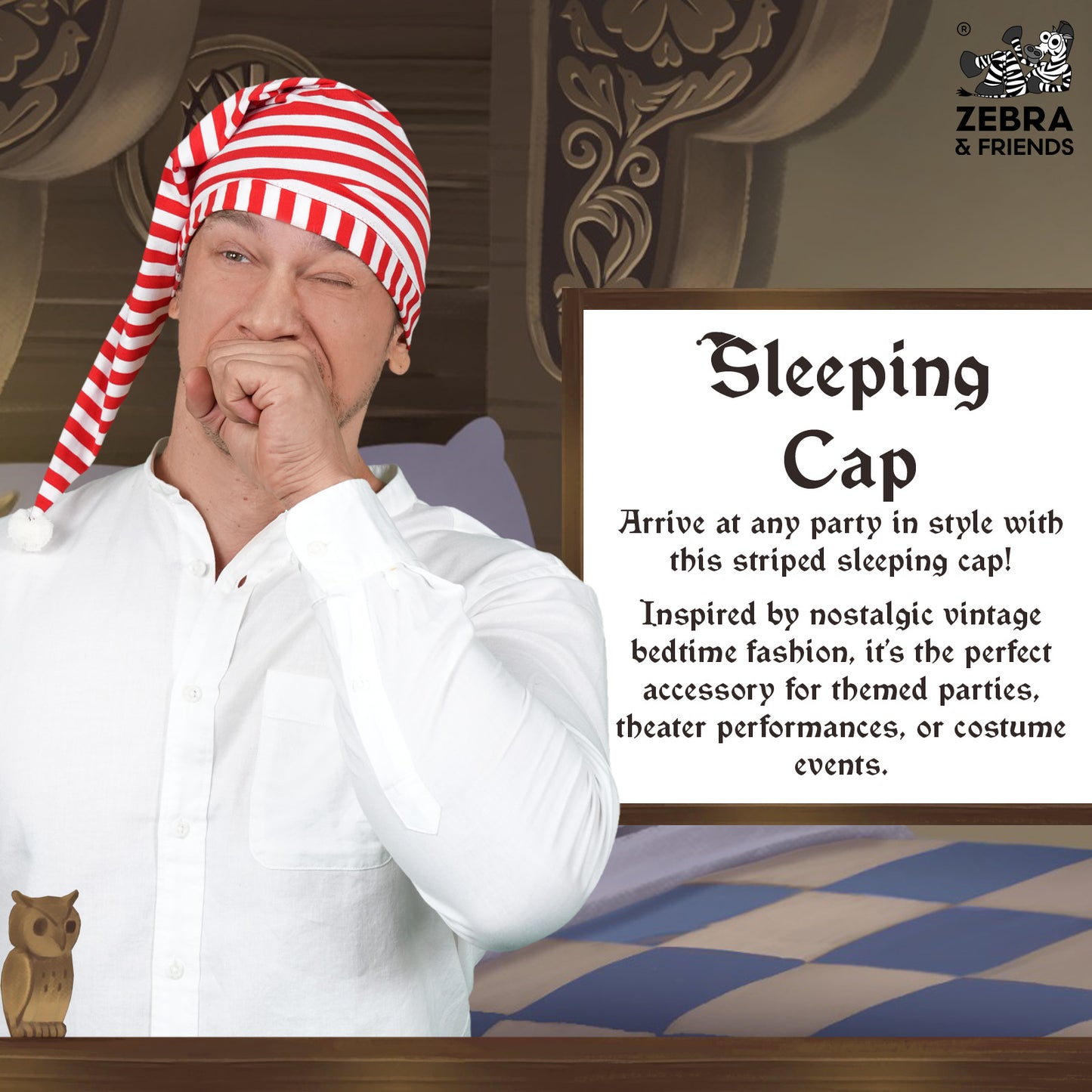 3777 White/Red Sleeping cap