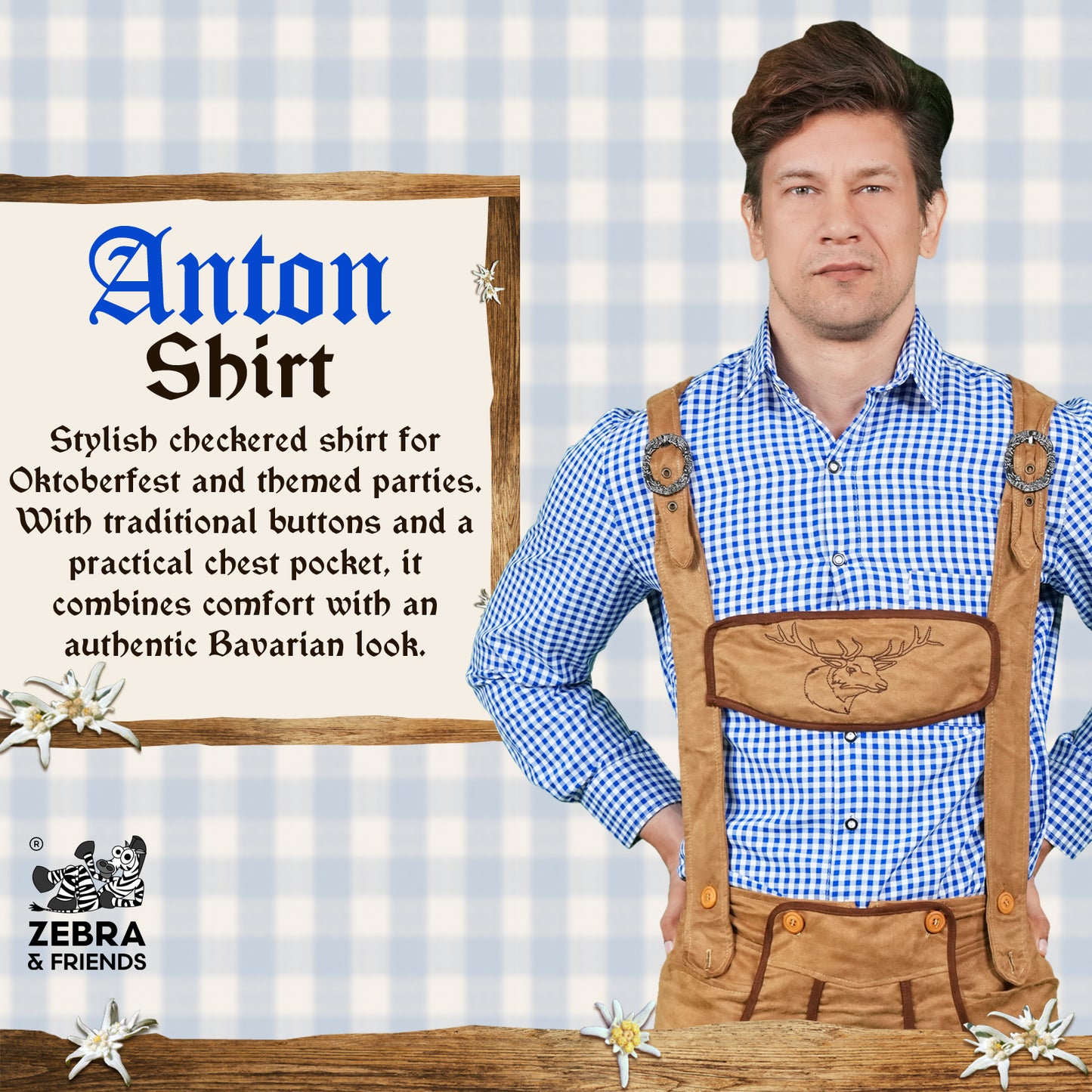 1229 Anton shirt blue - Beerfest collection