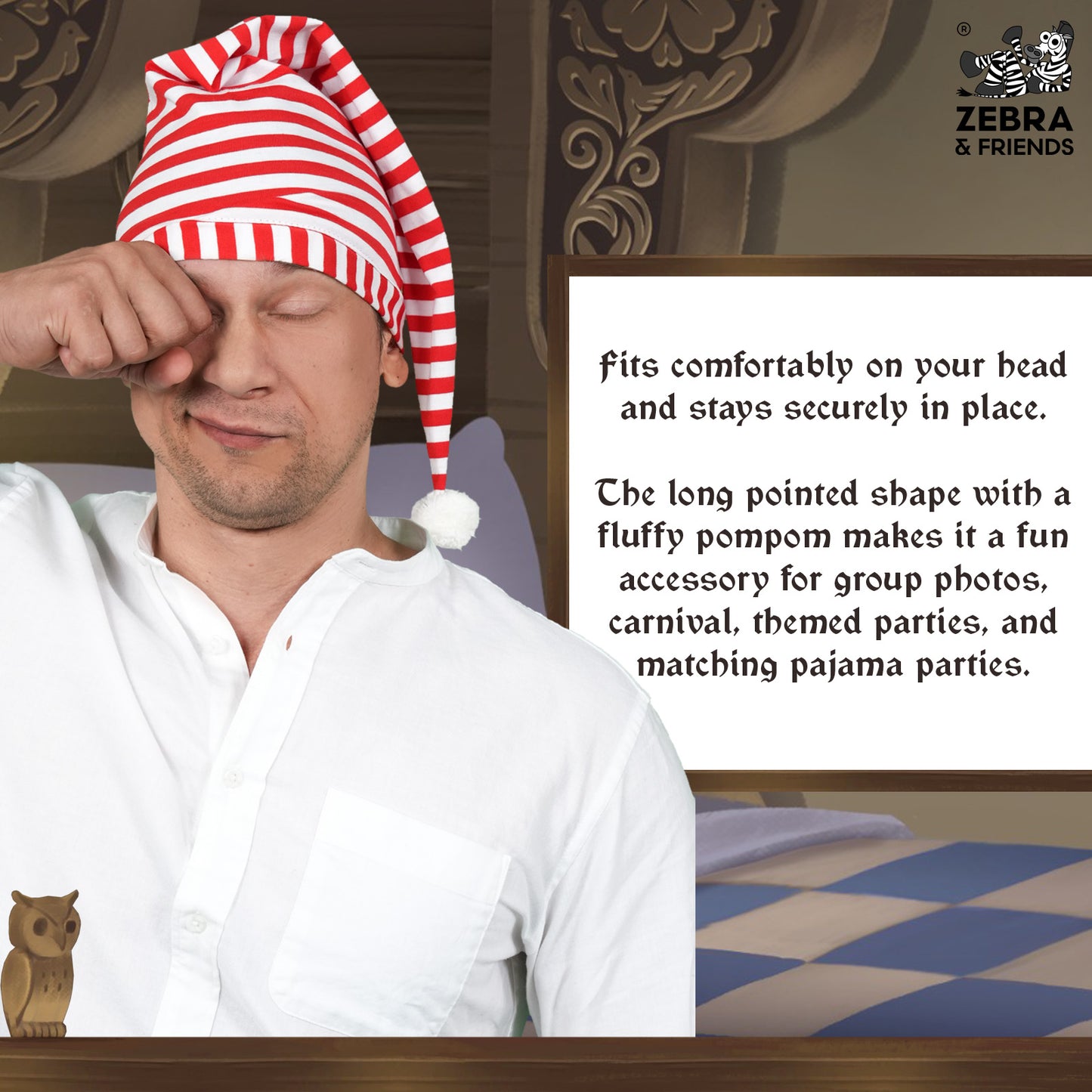 3777 White/Red Sleeping cap