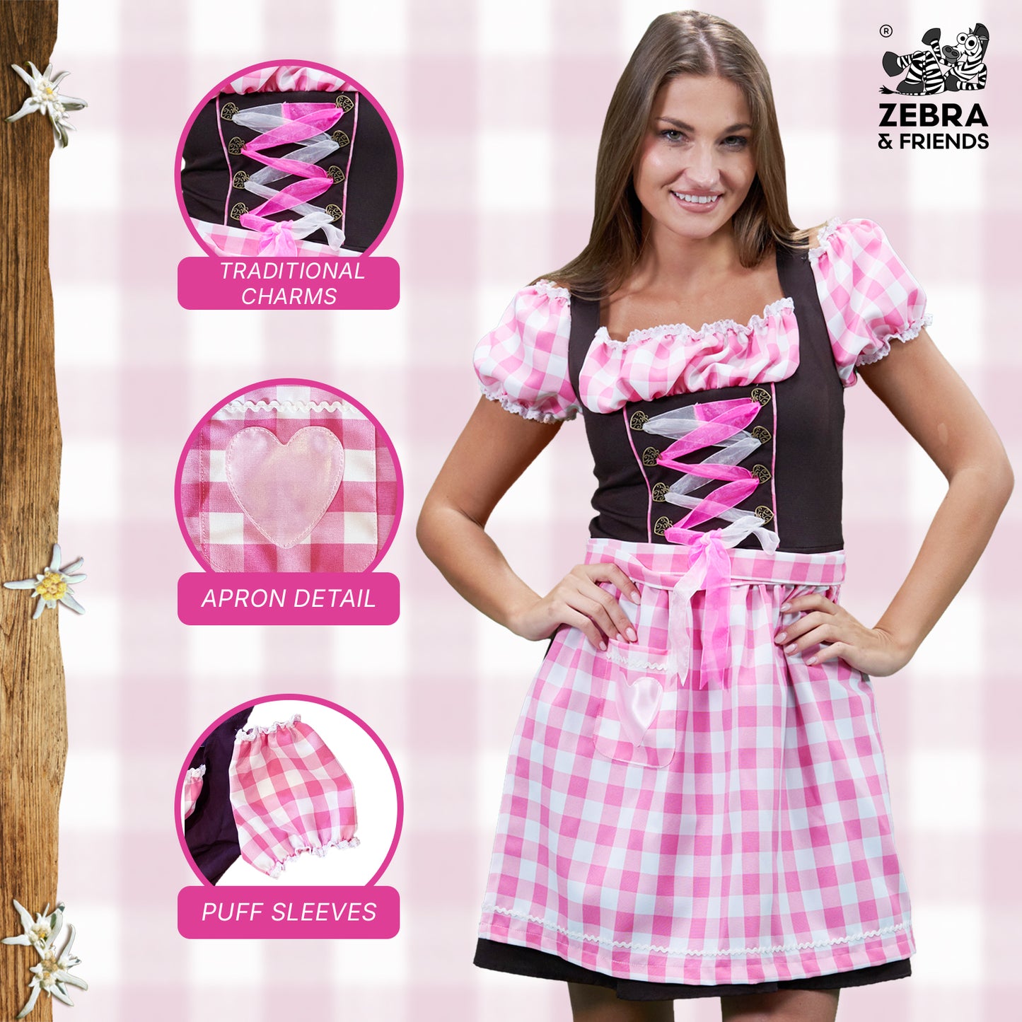 GRETL DRESS PINK BROWN