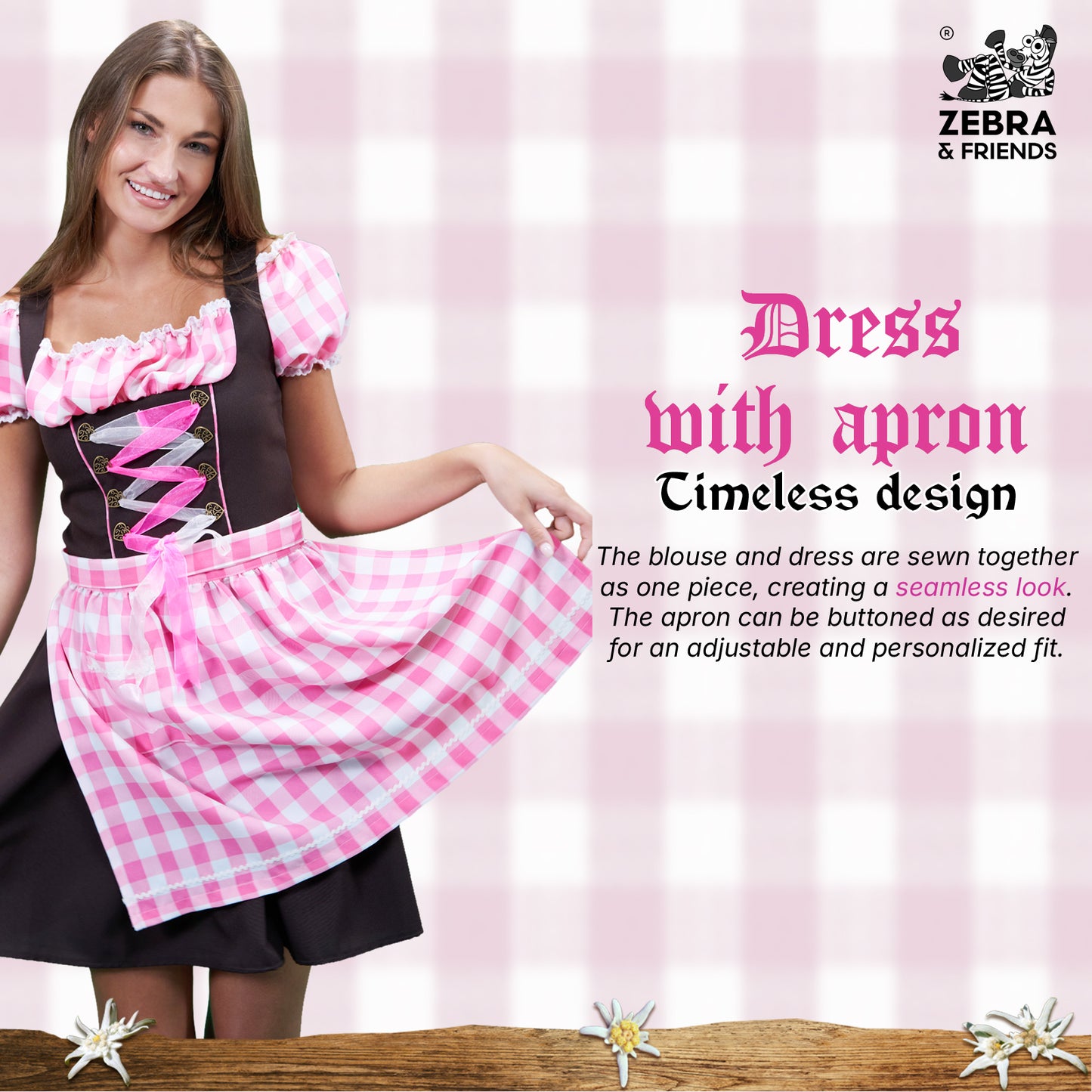 GRETL DRESS PINK BROWN