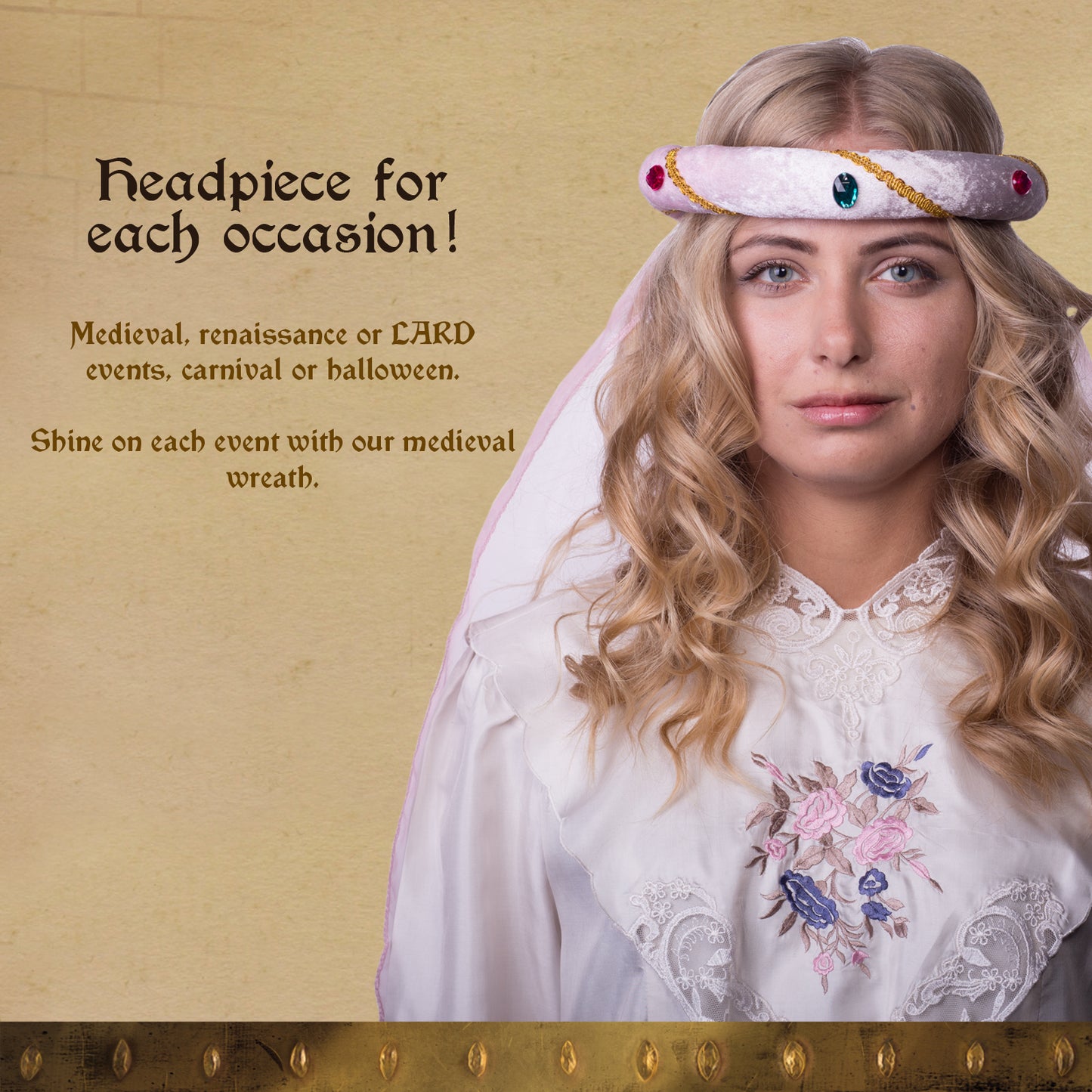 3712/5 Medieval Tiara Rosalin Light Pink - Medieval collection