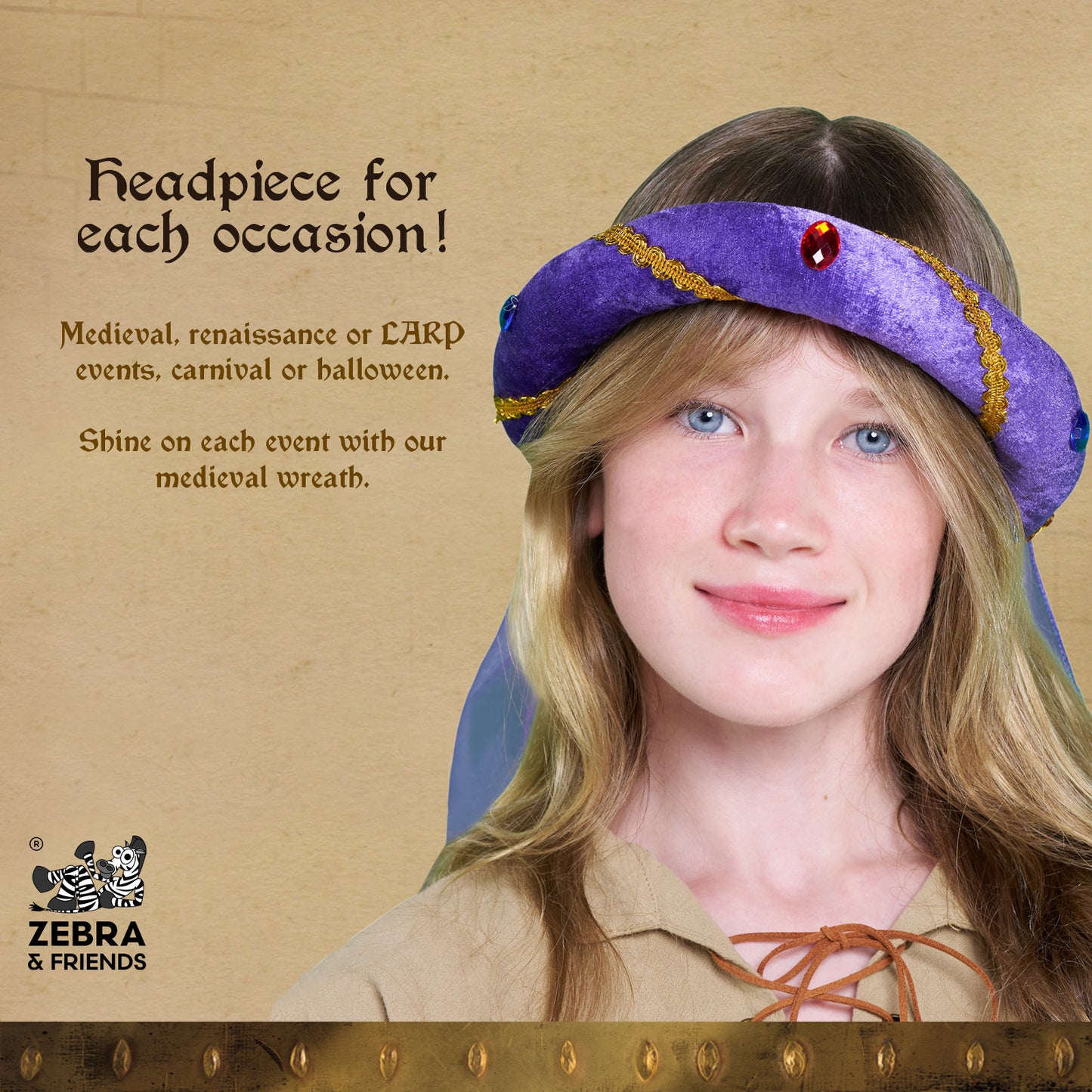 3712/2 Medieval Tiara Rosalin Purple - Medieval collection