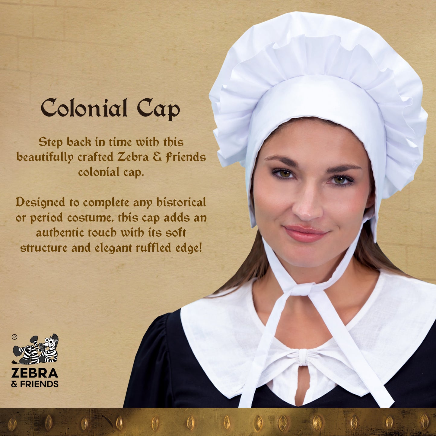 3729 Colonial cap -100% Cotton — Medieval collection