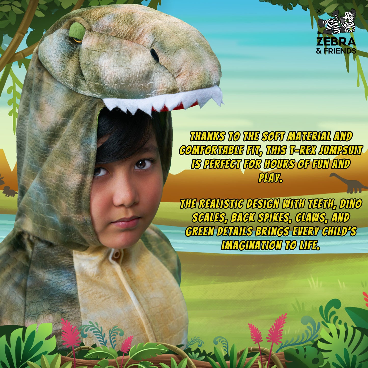 1528 T-Rex jumpsuit - Jungle Theme collection