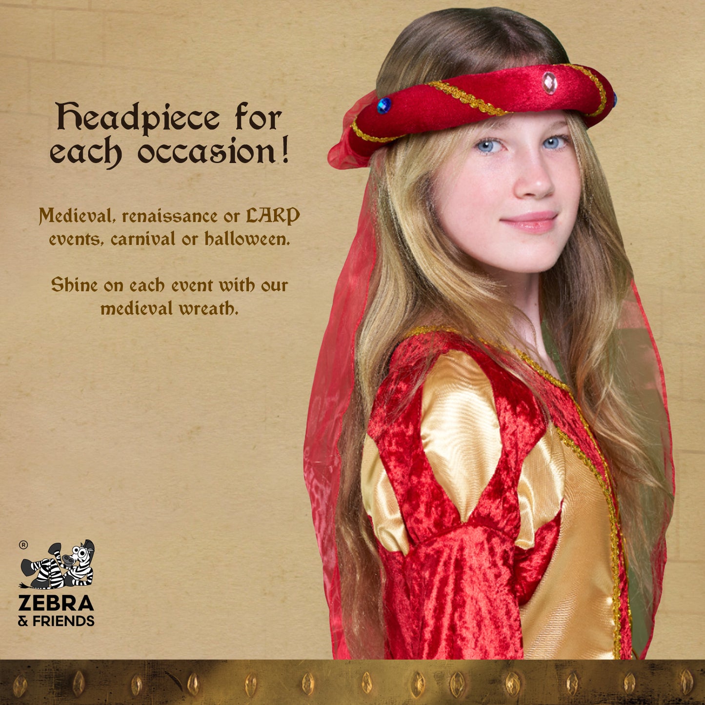 3712/4 Medieval Tiara Rosalin Red - Medieval collection