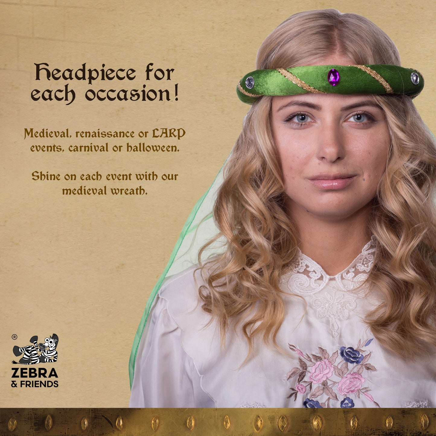 3712/3 Medieval Tiara Rosalin Green - Medieval collection