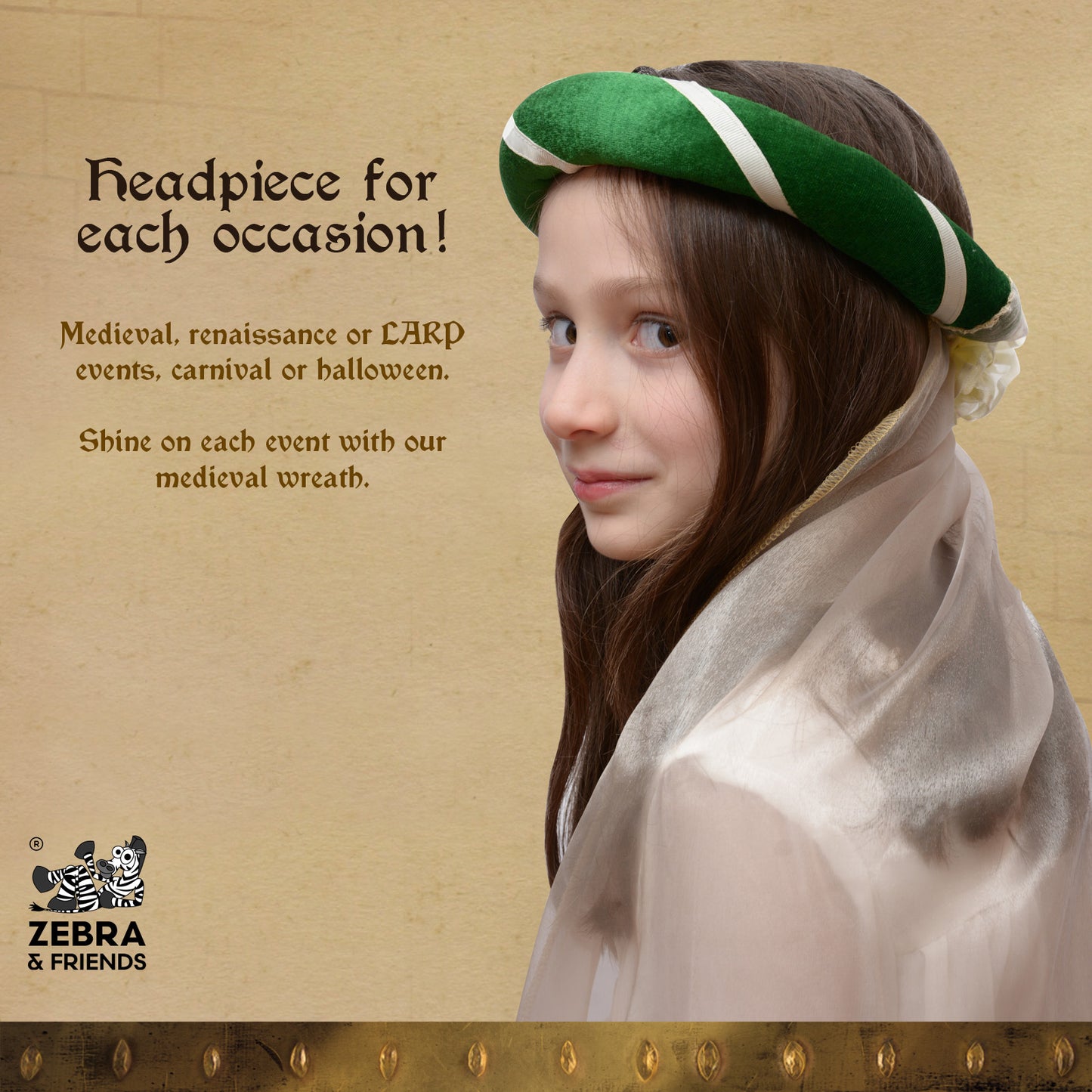 3714  MEDIEVAL TIARA ELIZABETH GREEN