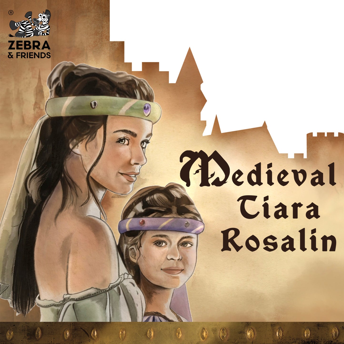 3712/1 Medieval Tiara Rosalin White - Medieval collection