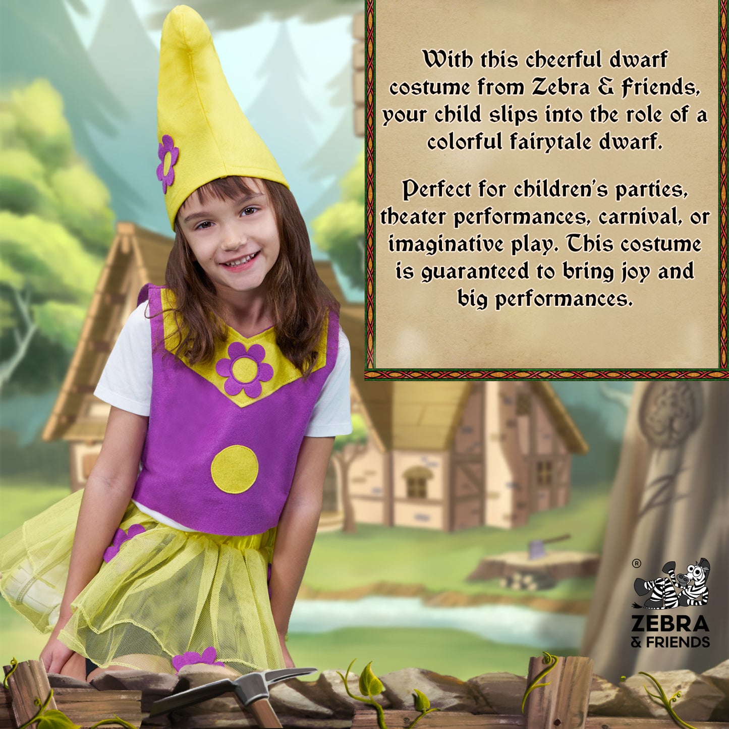 1951 Dwarf girl Purple / Yellow - Once upon a time collection