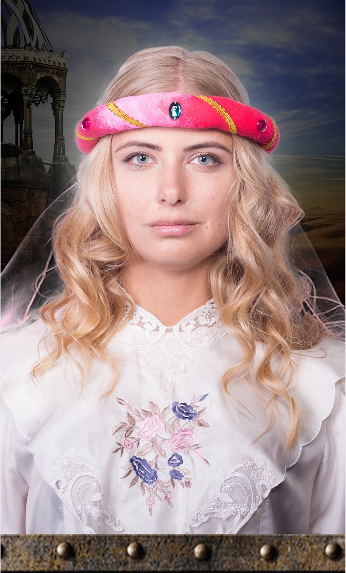 3712/9 Mittelalter-Tiara Rosalin Fluo-Pink - Mittelalter-Kollektion