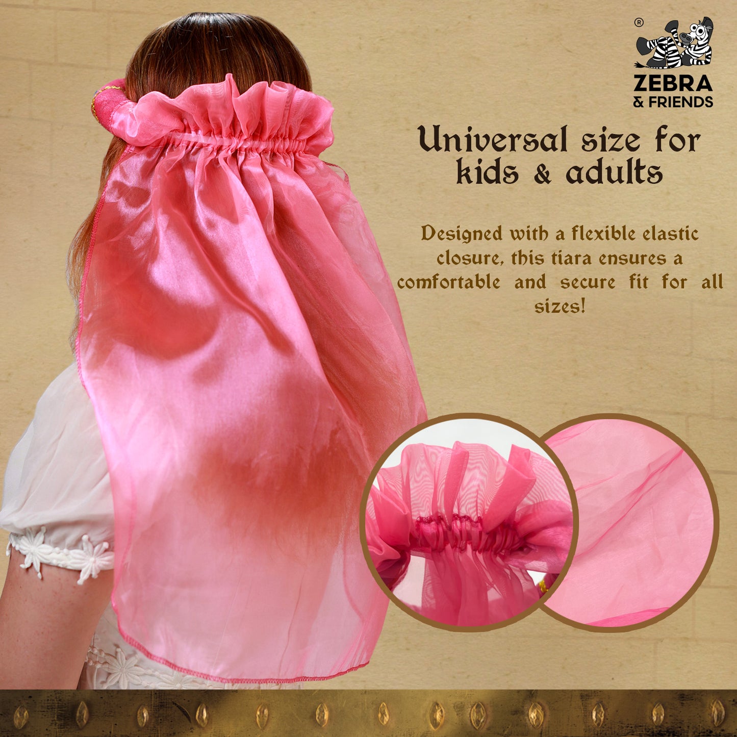 3712/9 Mittelalter-Tiara Rosalin Fluo-Pink - Mittelalter-Kollektion