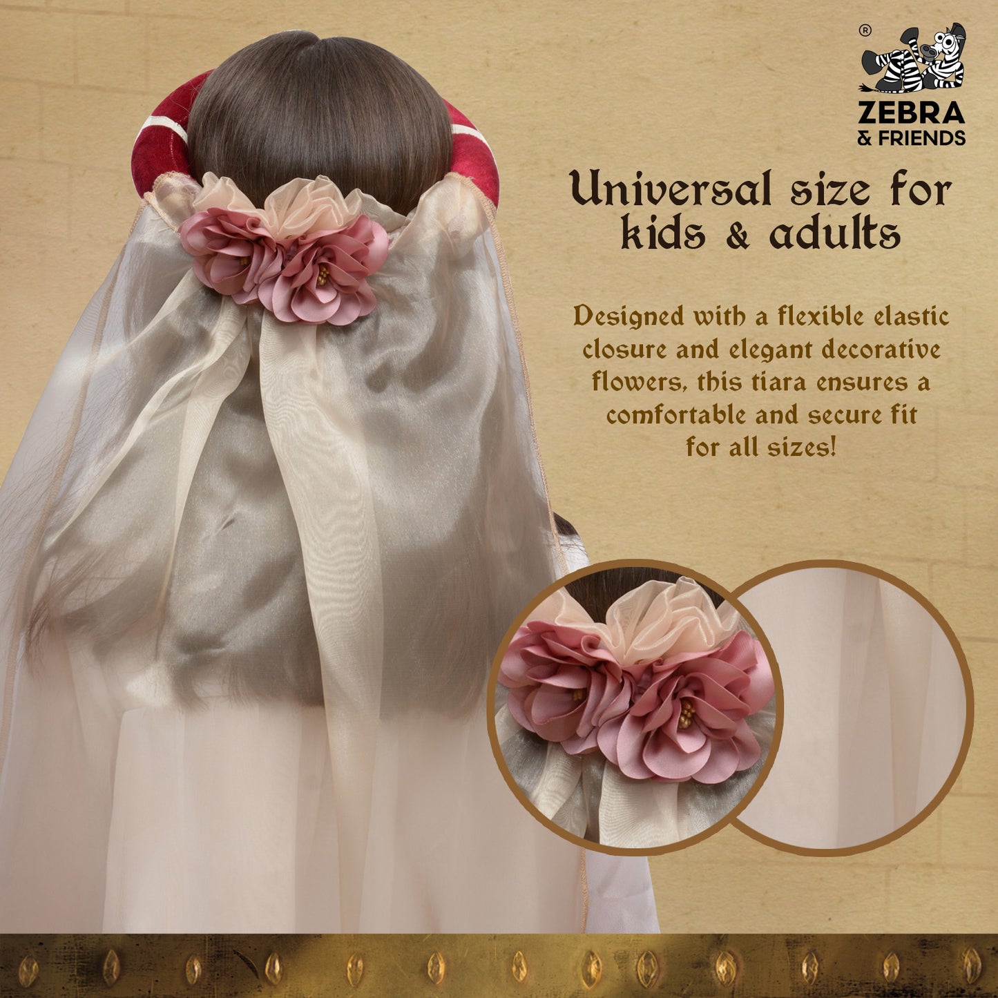 3715  MEDIEVAL TIARA ELIZABETH BURGUNDY