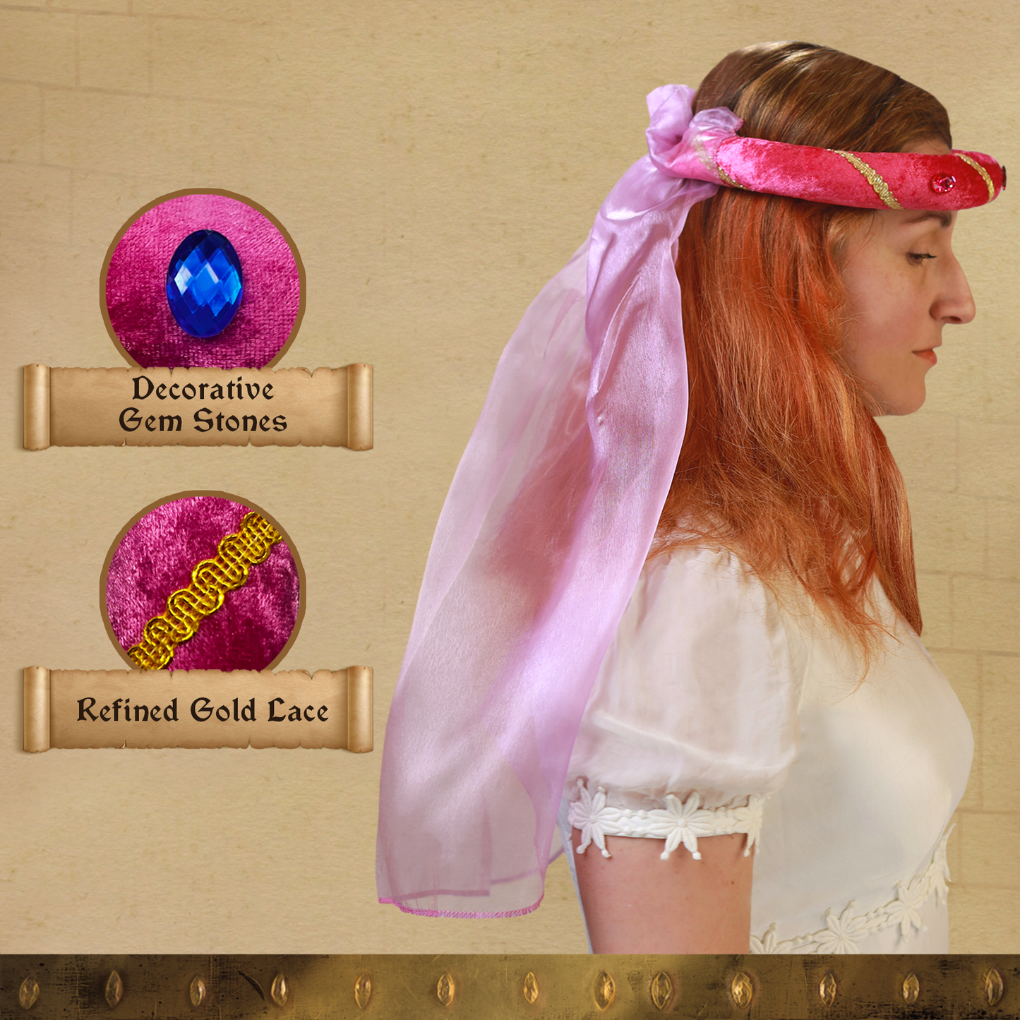 3712/6 Medieval Tiara Fuchsia - Medieval collection