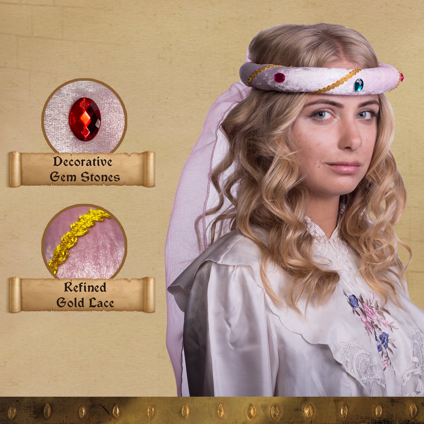 3712/5 Medieval Tiara Rosalin Light Pink - Medieval collection