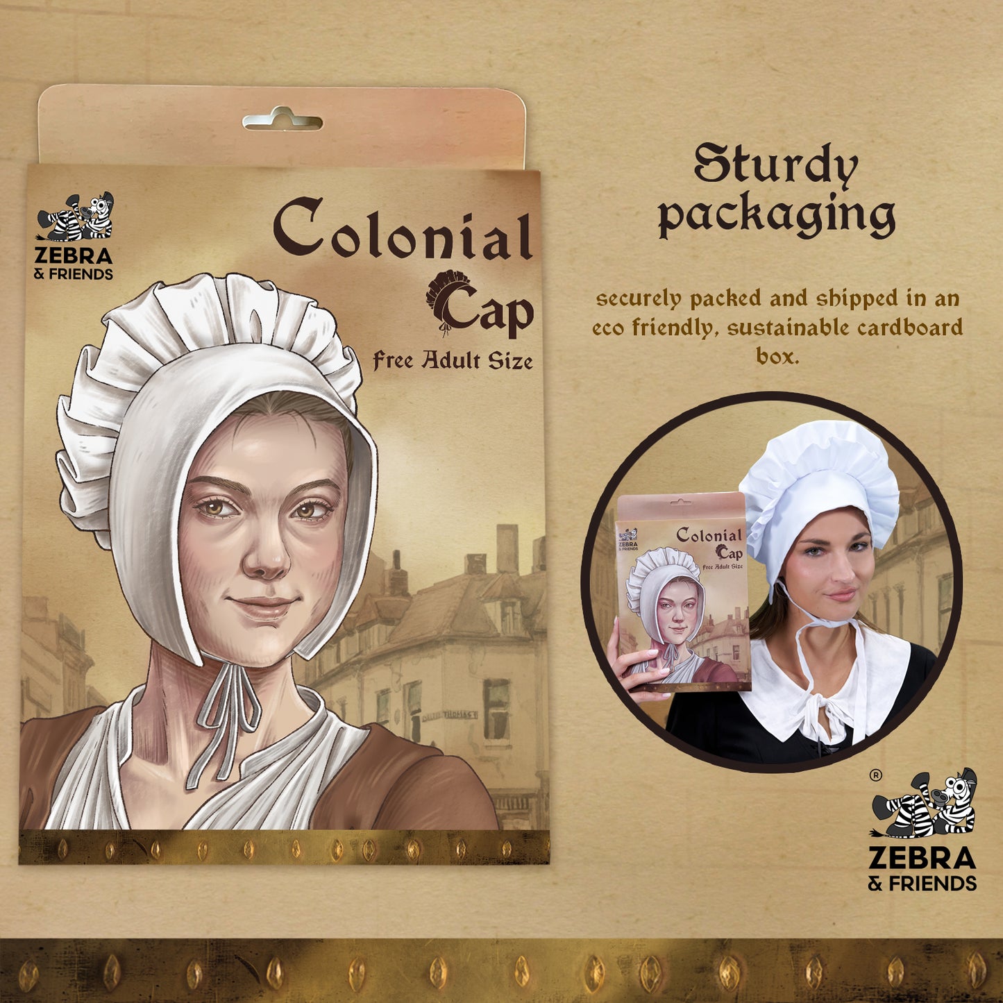3729 Colonial cap -100% Cotton — Medieval collection