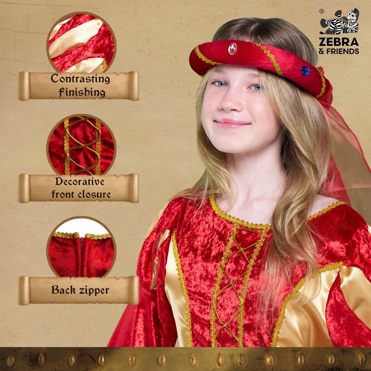 1787 Prinzessin Helena Rot – Mittelalterliche Kollektion