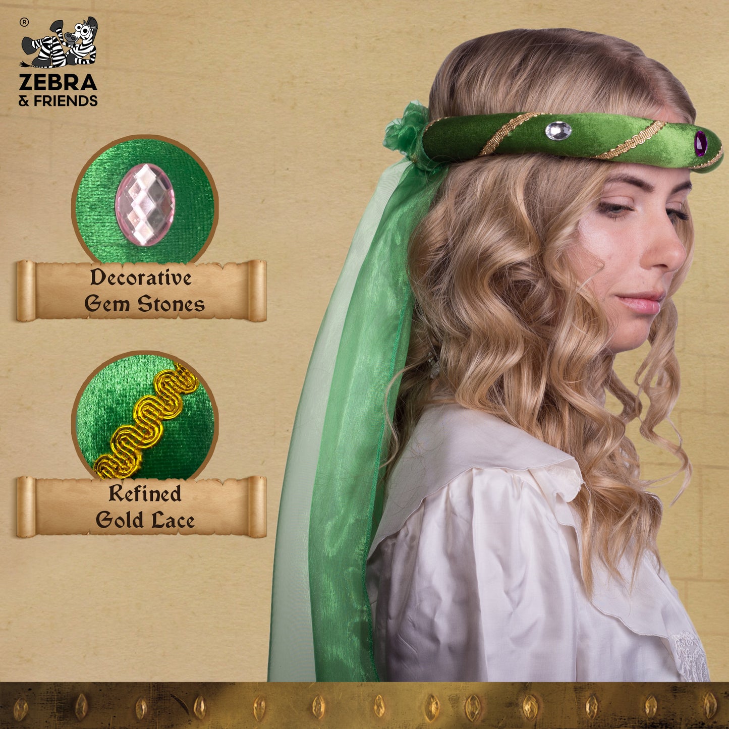 3712/3 Medieval Tiara Rosalin Green - Medieval collection