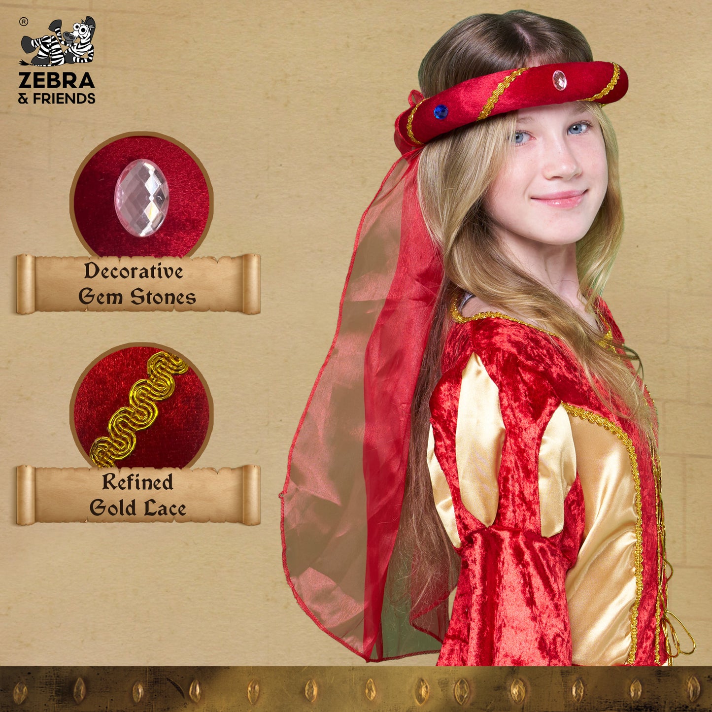 3712/4 Medieval Tiara Rosalin Red - Medieval collection
