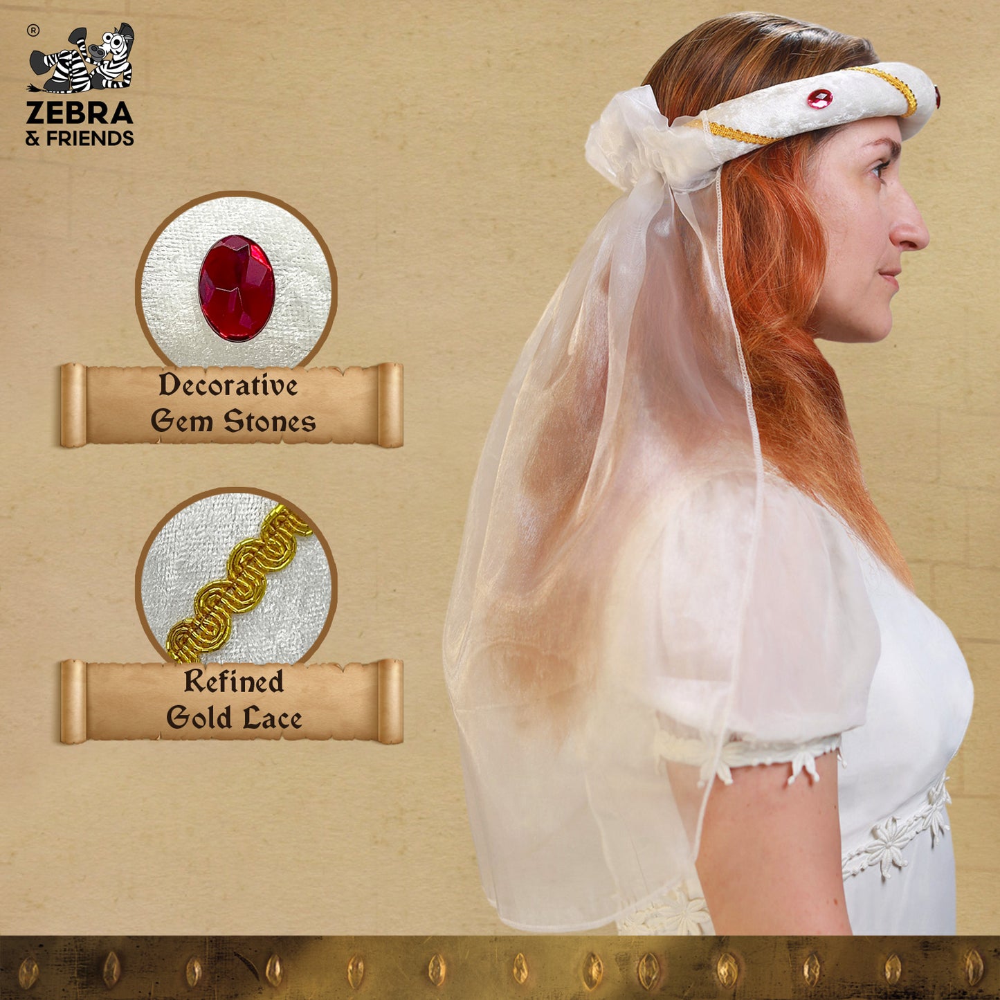 3712/1 Medieval Tiara Rosalin White - Medieval collection
