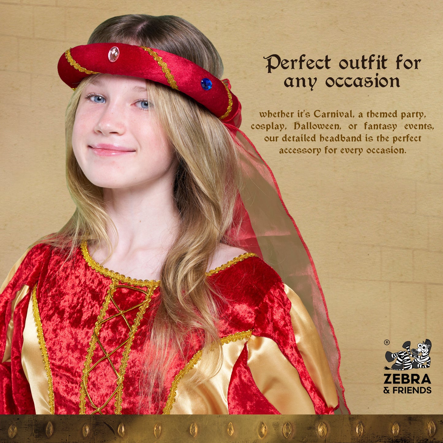 3712/4 Medieval Tiara Rosalin Red - Medieval collection
