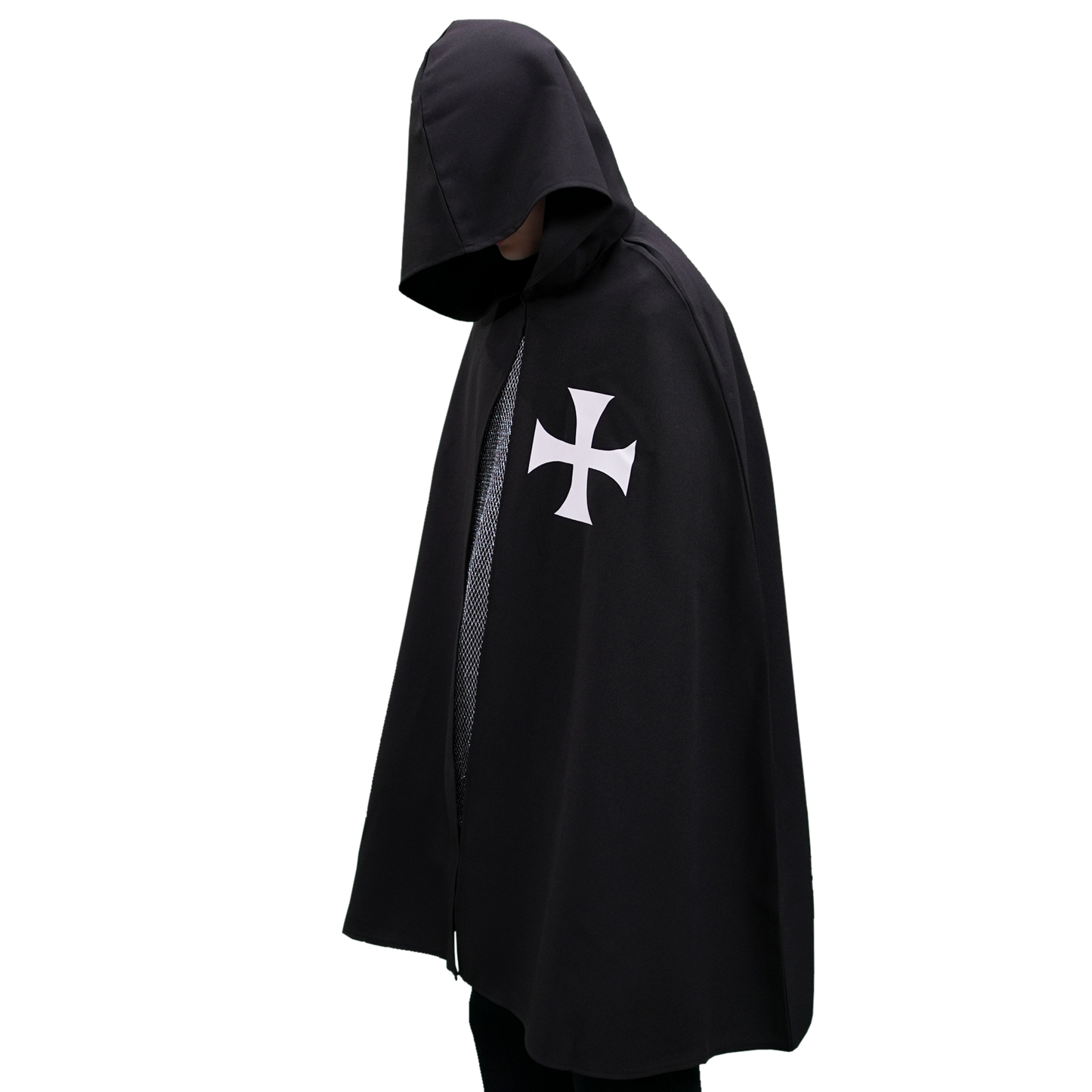 1818 Hooded Templar cape Black/White - Medieval collection