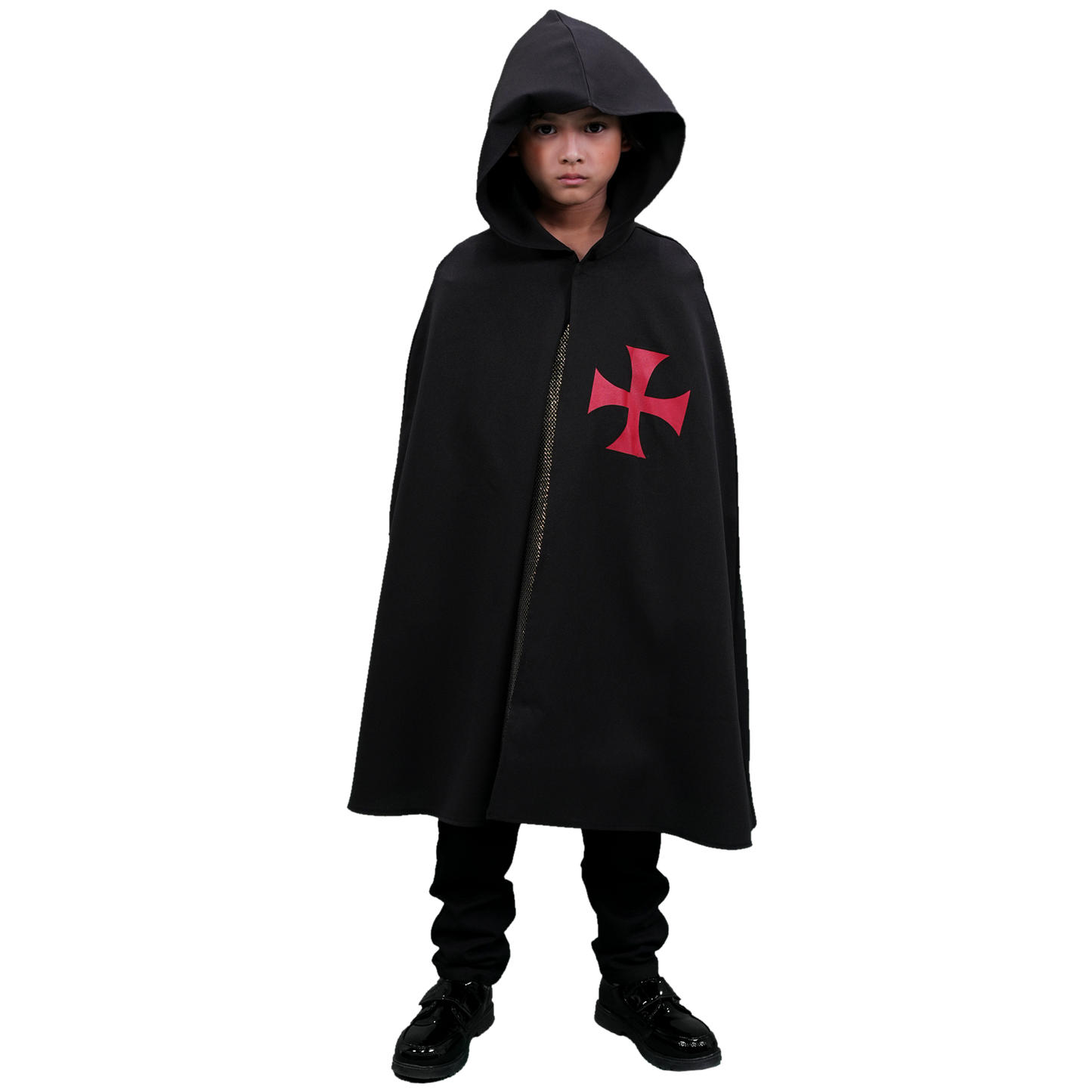1817 Hooded Templar cape Black/Red - Medieval collection