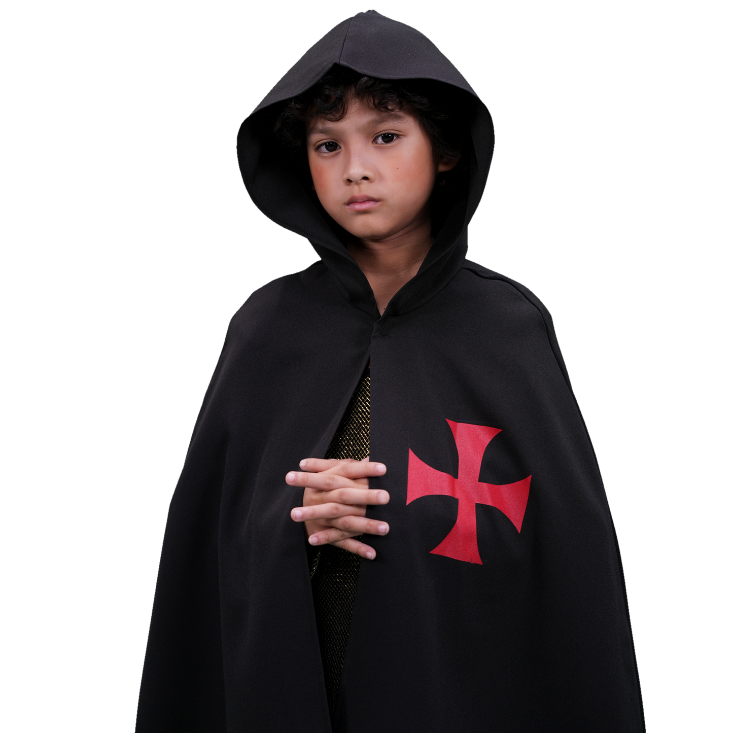 1817 Hooded Templar cape Black/Red - Medieval collection