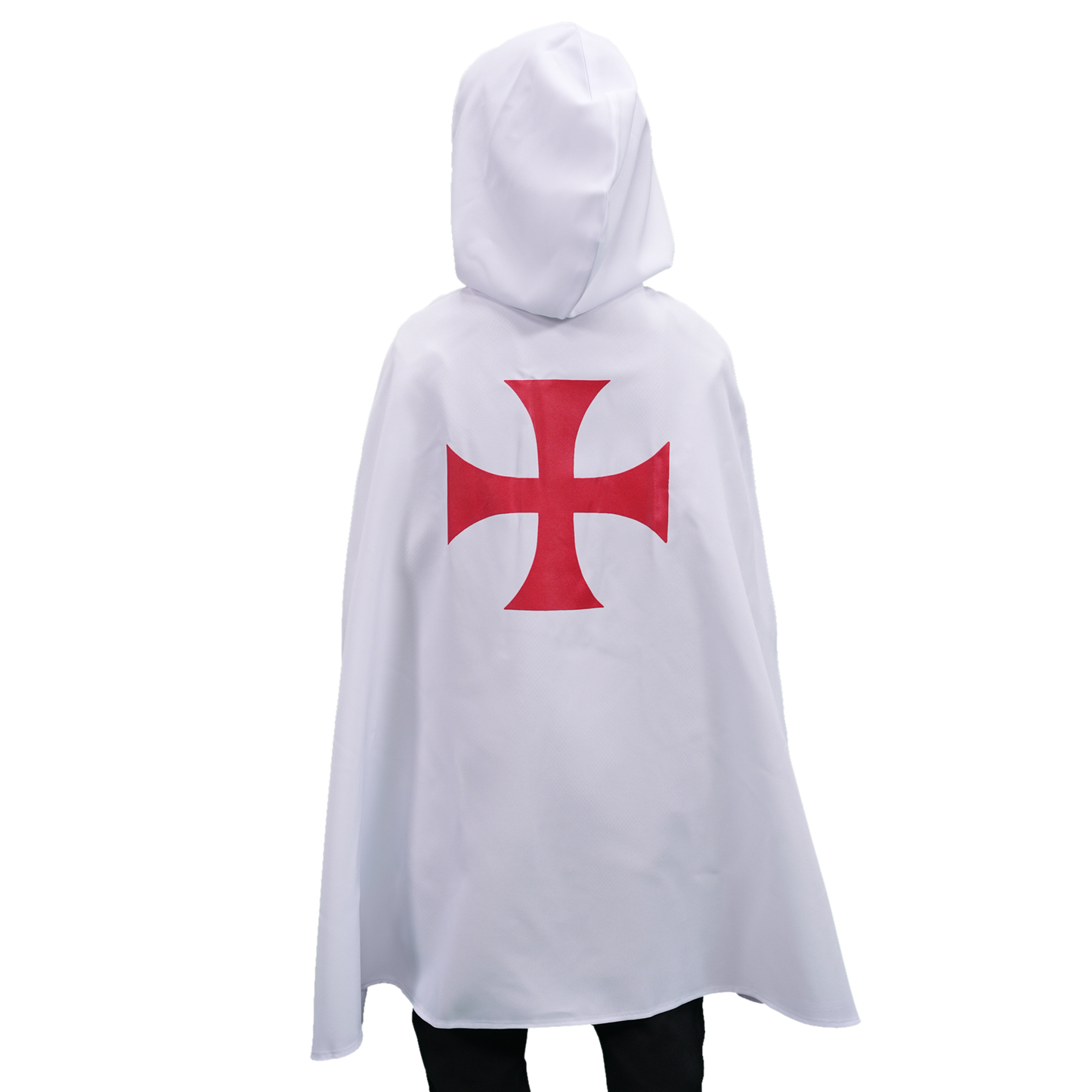 4819. Gehelmde Tempelier cape Wit/Rood - Middeleeuwse collectie