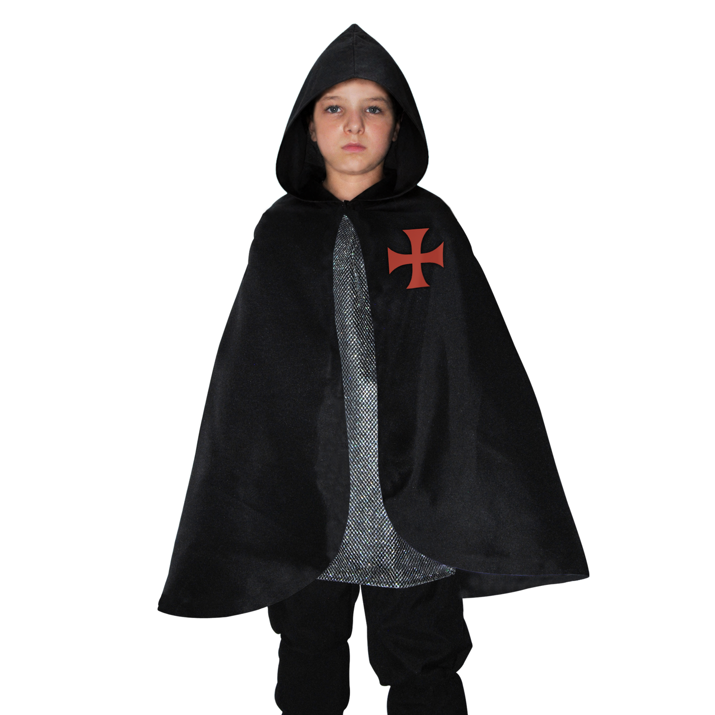 1817 Hooded Templar cape Black/Red - Medieval collection