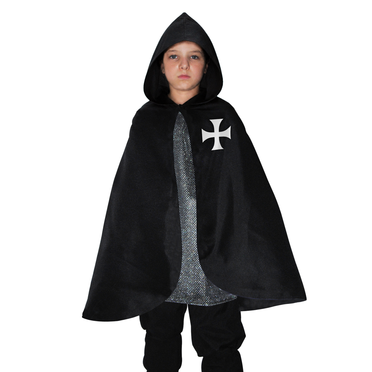 1818 Hooded Templar cape Black/White - Medieval collection