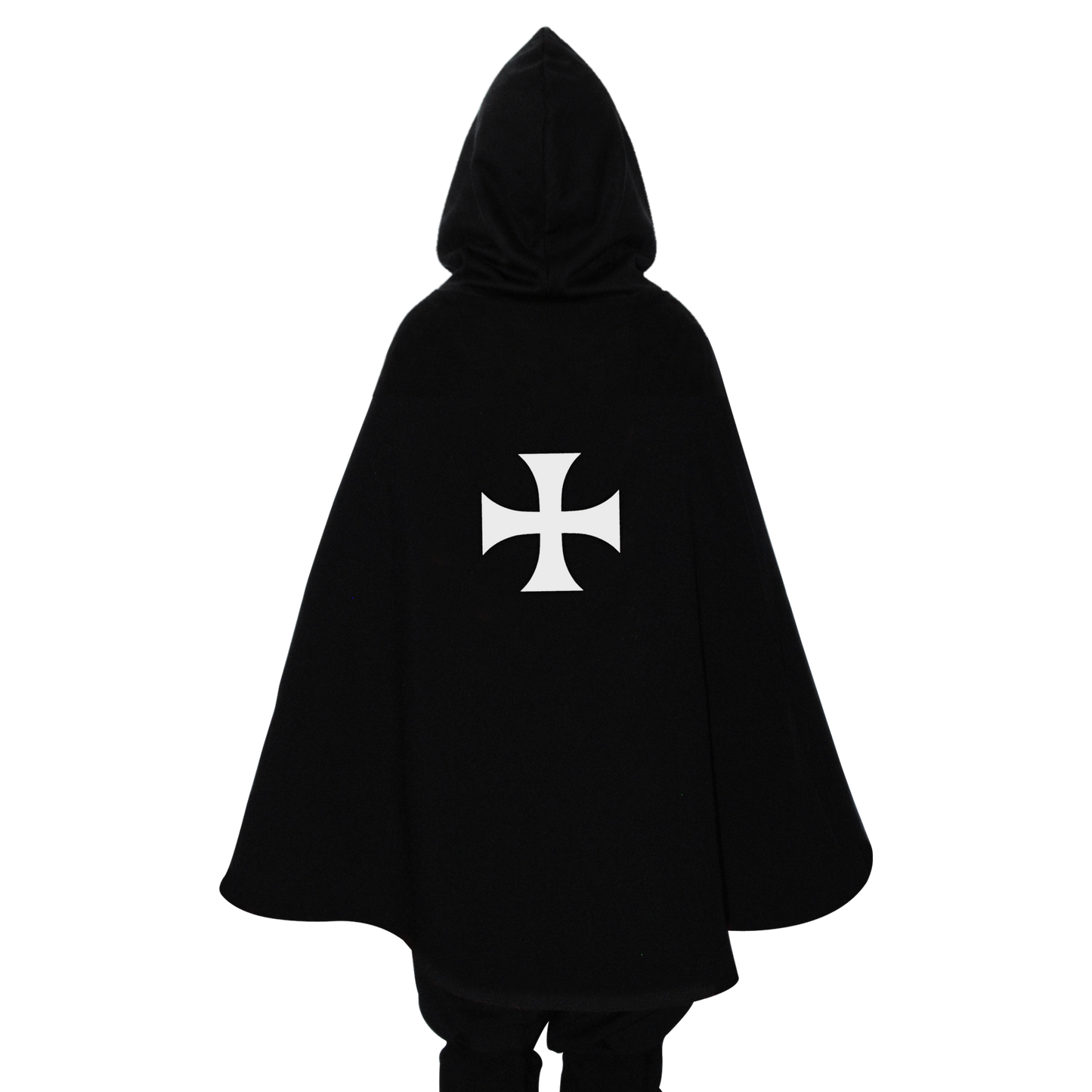1818 Hooded Templar cape Black/White - Medieval collection