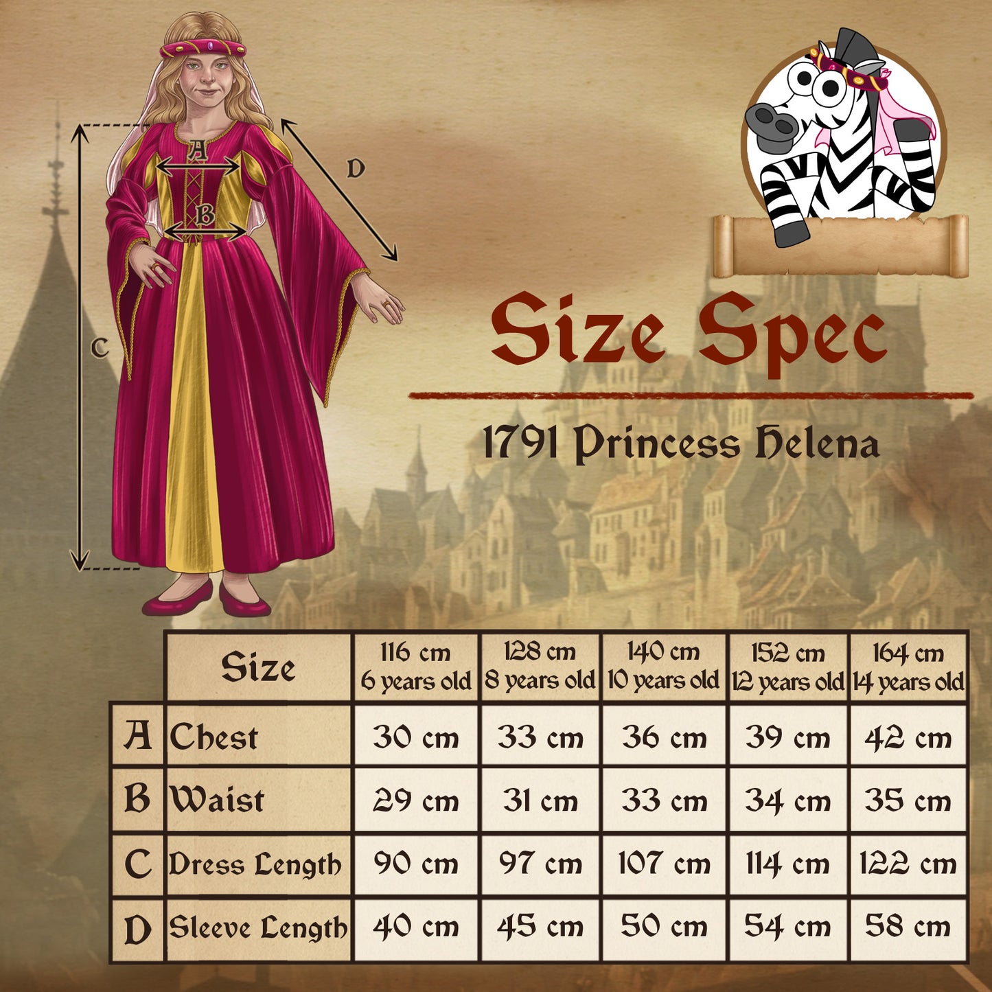 1787 Prinzessin Helena Rot – Mittelalterliche Kollektion
