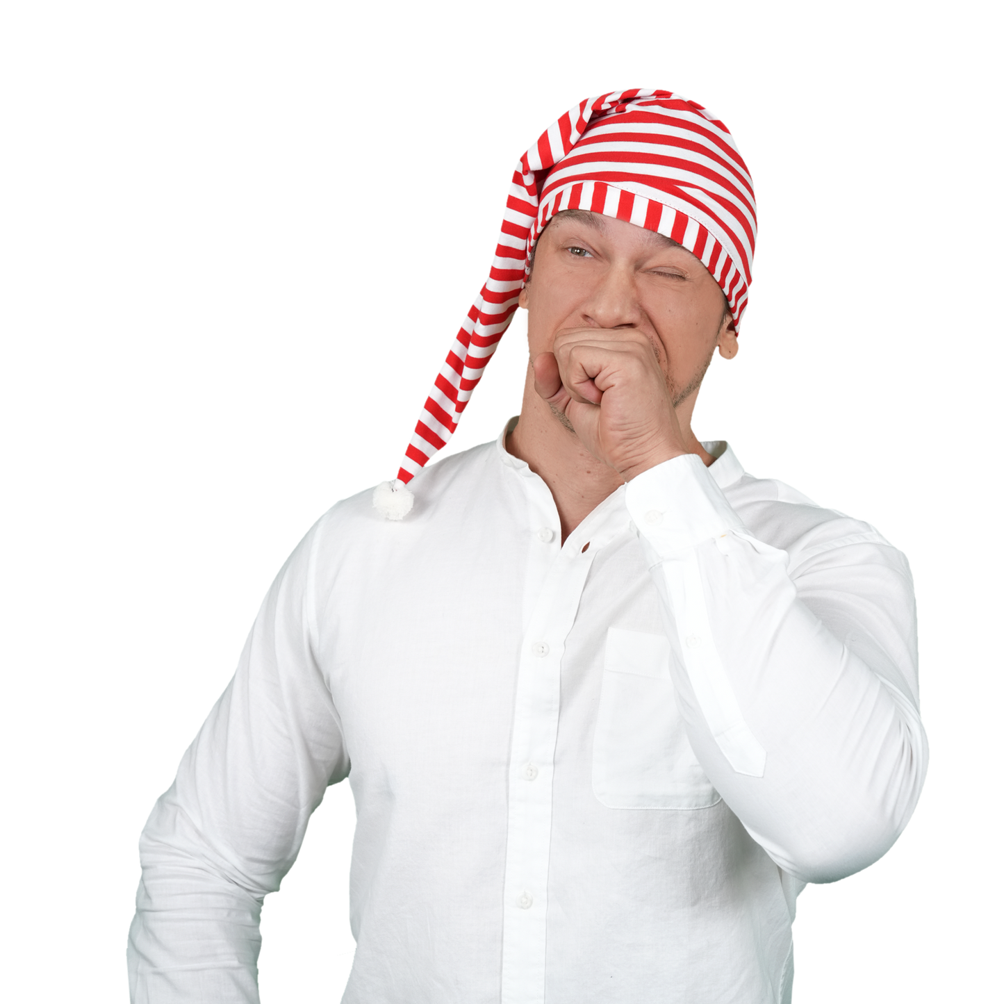 3777 White/Red Sleeping cap