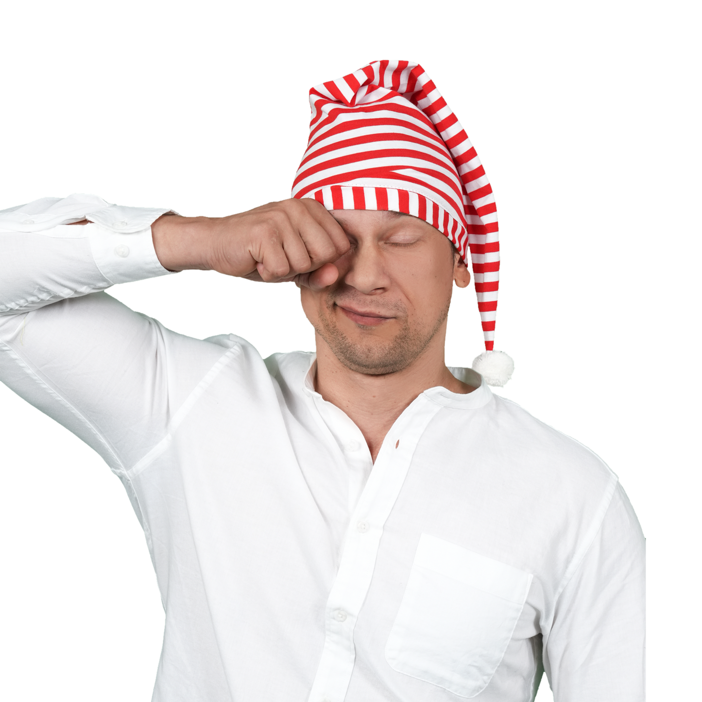 3777 White/Red Sleeping cap