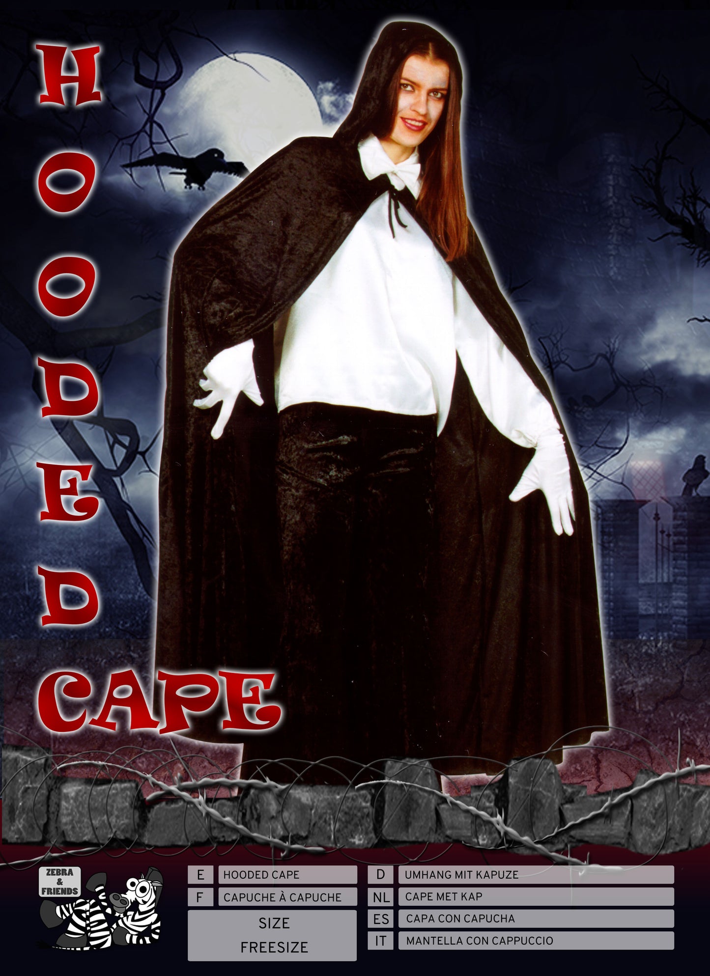 1006/1 CAPE MET CAPUCHON ZWART