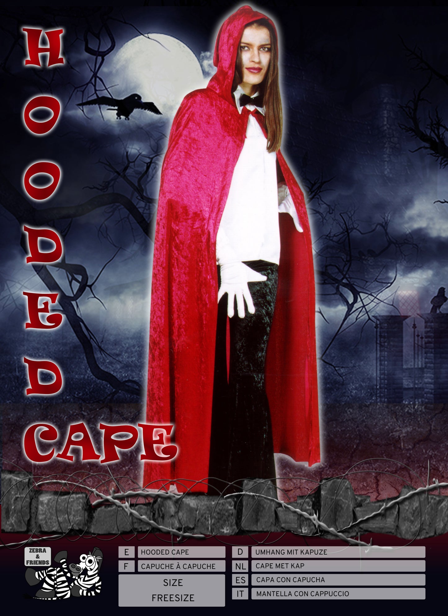 1006/4 HOODED CAPE RED