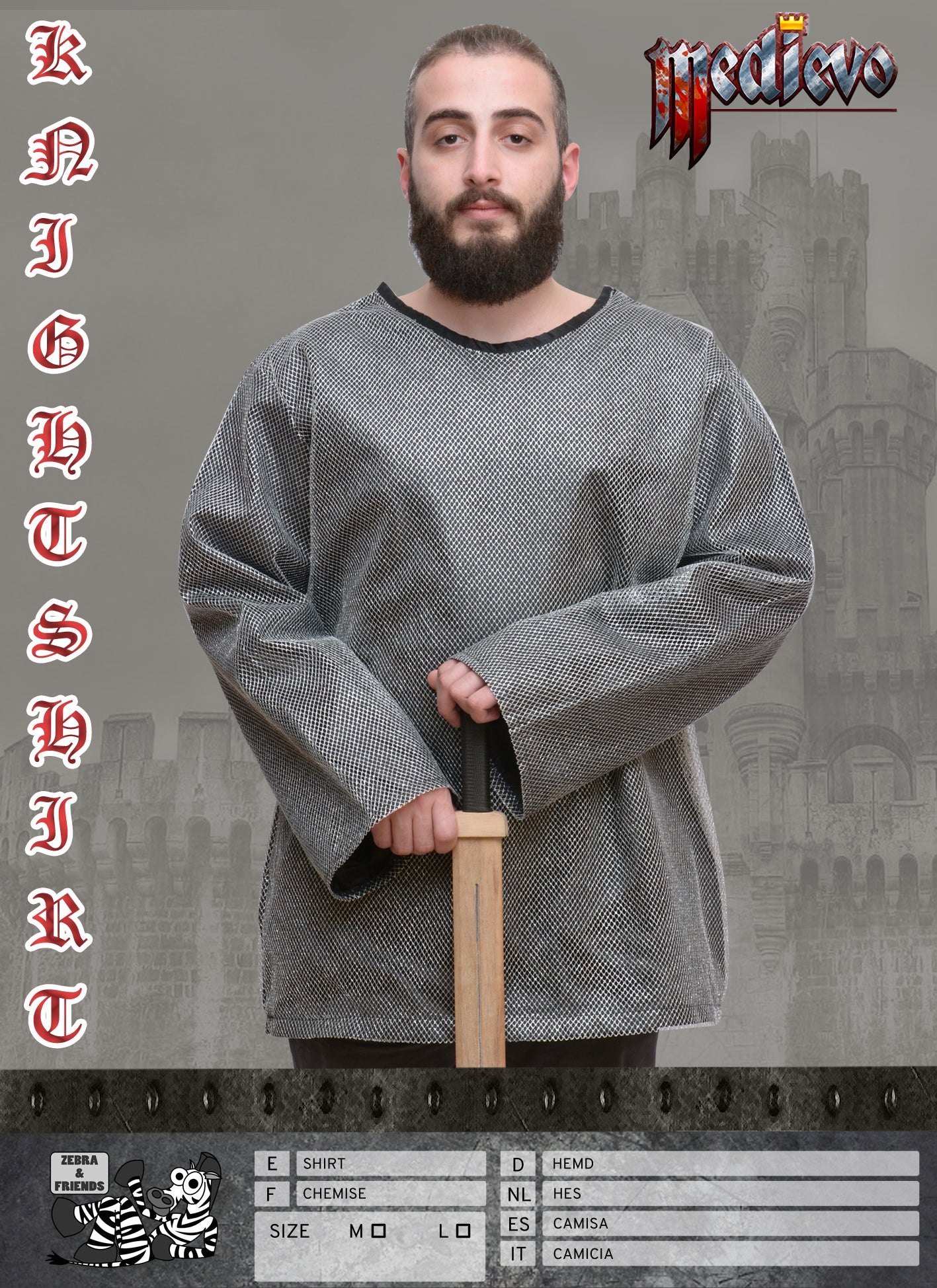 1305 KNIGHT SHIRT SILVER ADULT