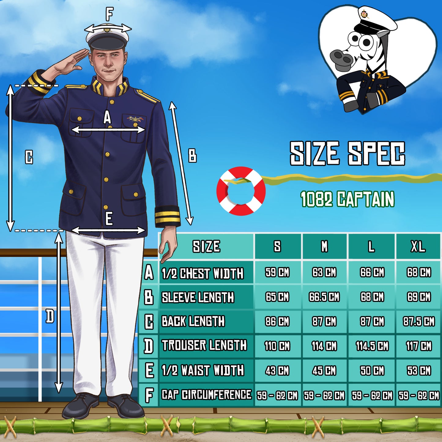 1082 Captain costume - Tropical Dreams collection