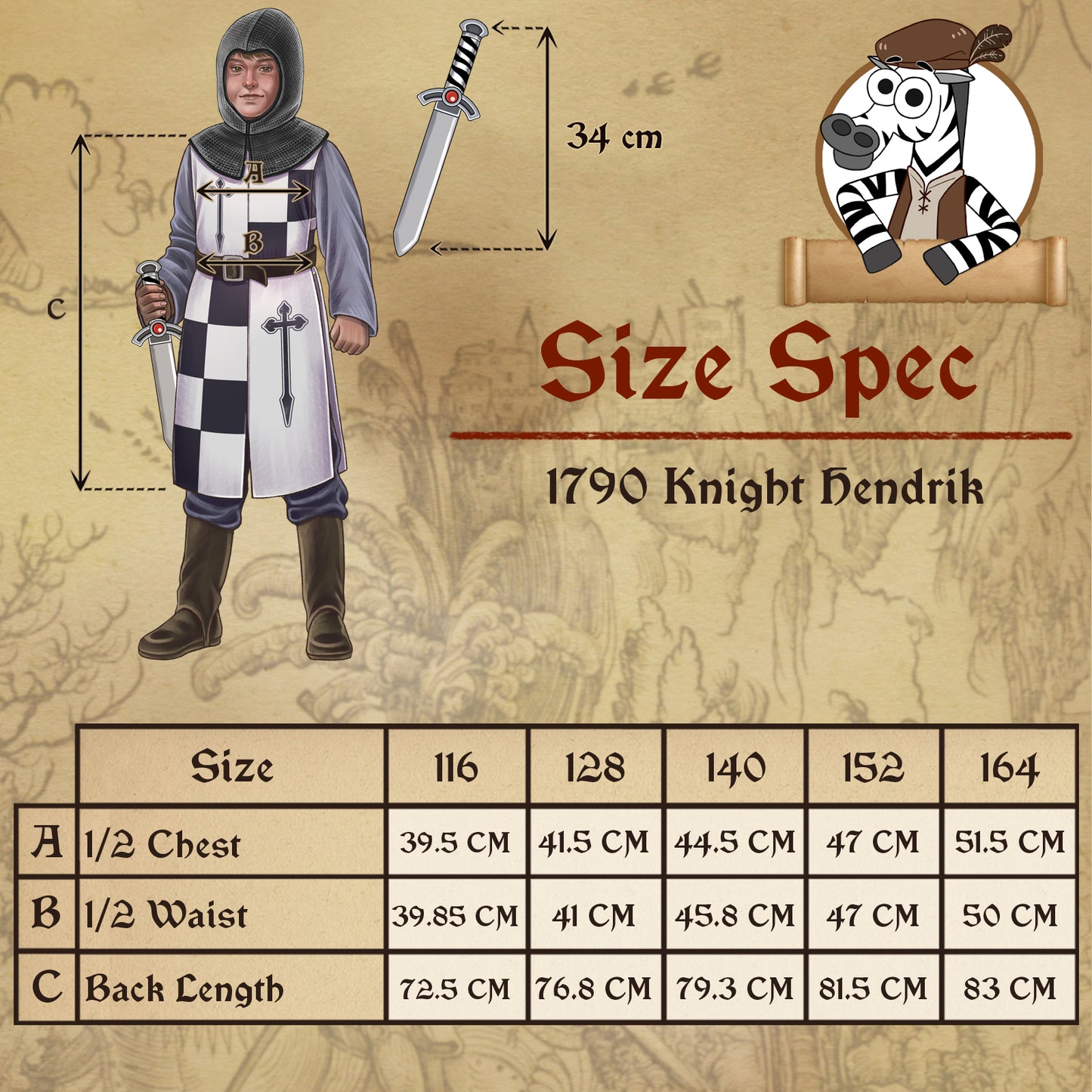 1790 Sire Hendrik White/Black - Medieval collection
