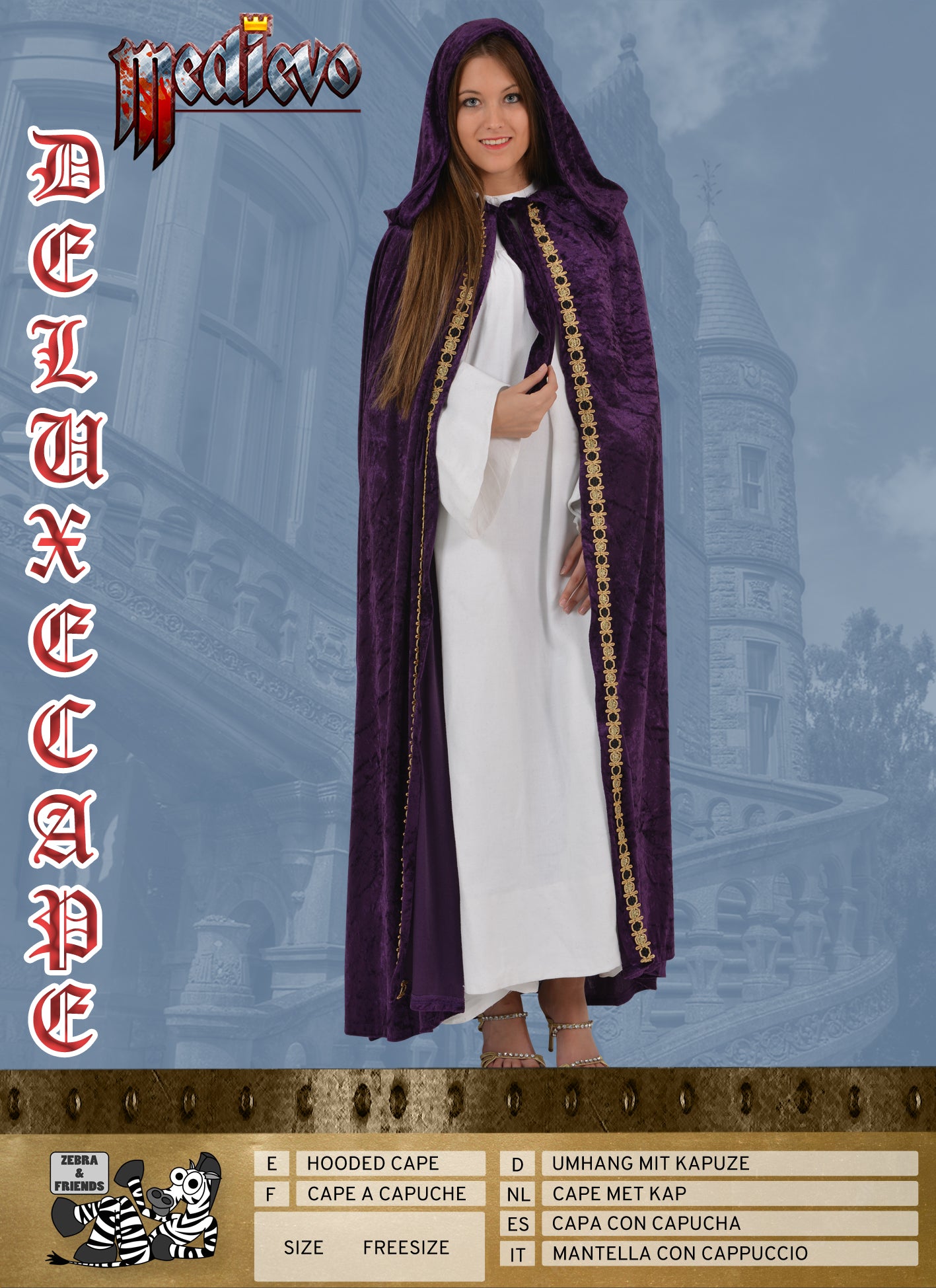 1017 DELUXE MEDIEVAL CAPE  PURPLE